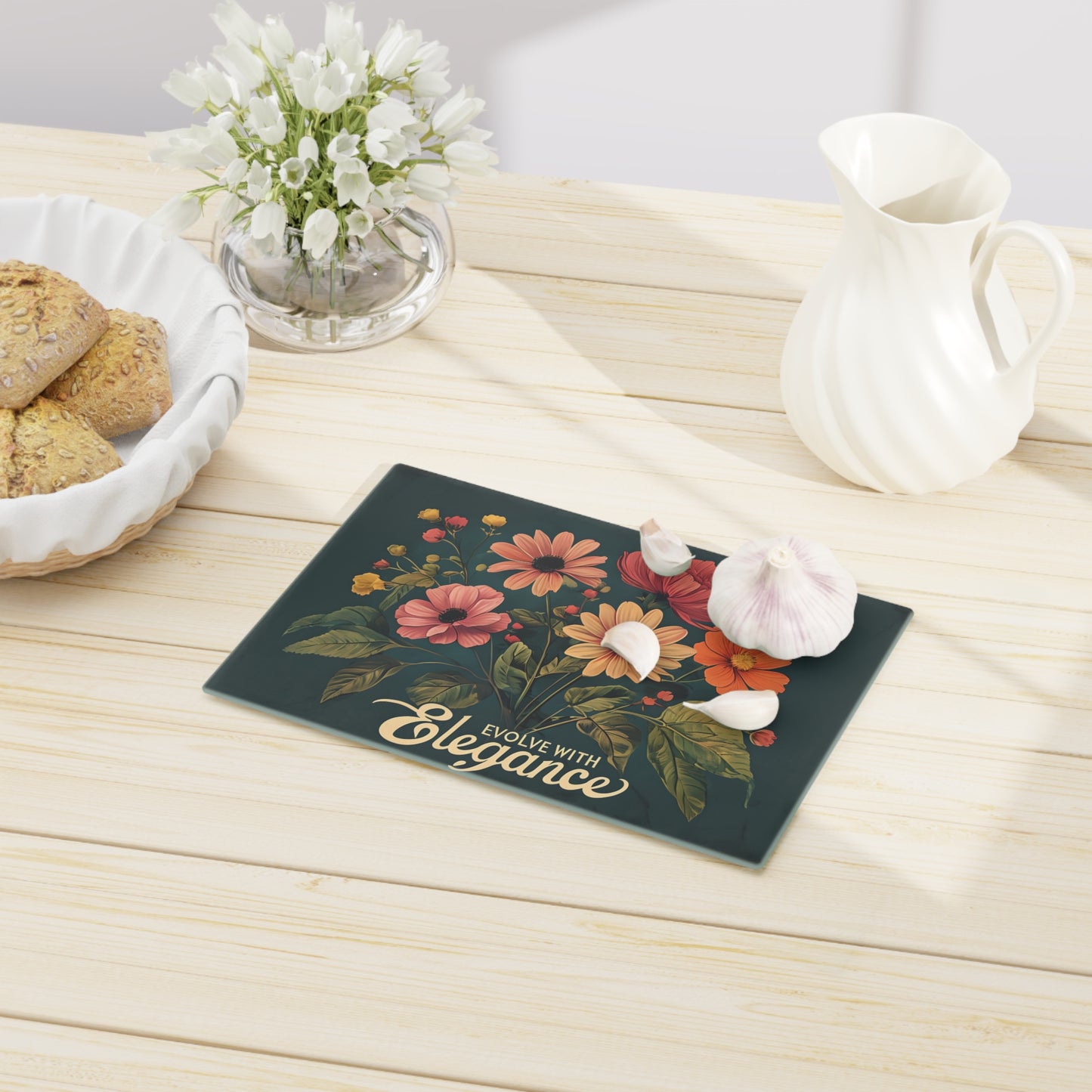 Floral Cutting Board - Evolve with Elegance Design for Home Chefs