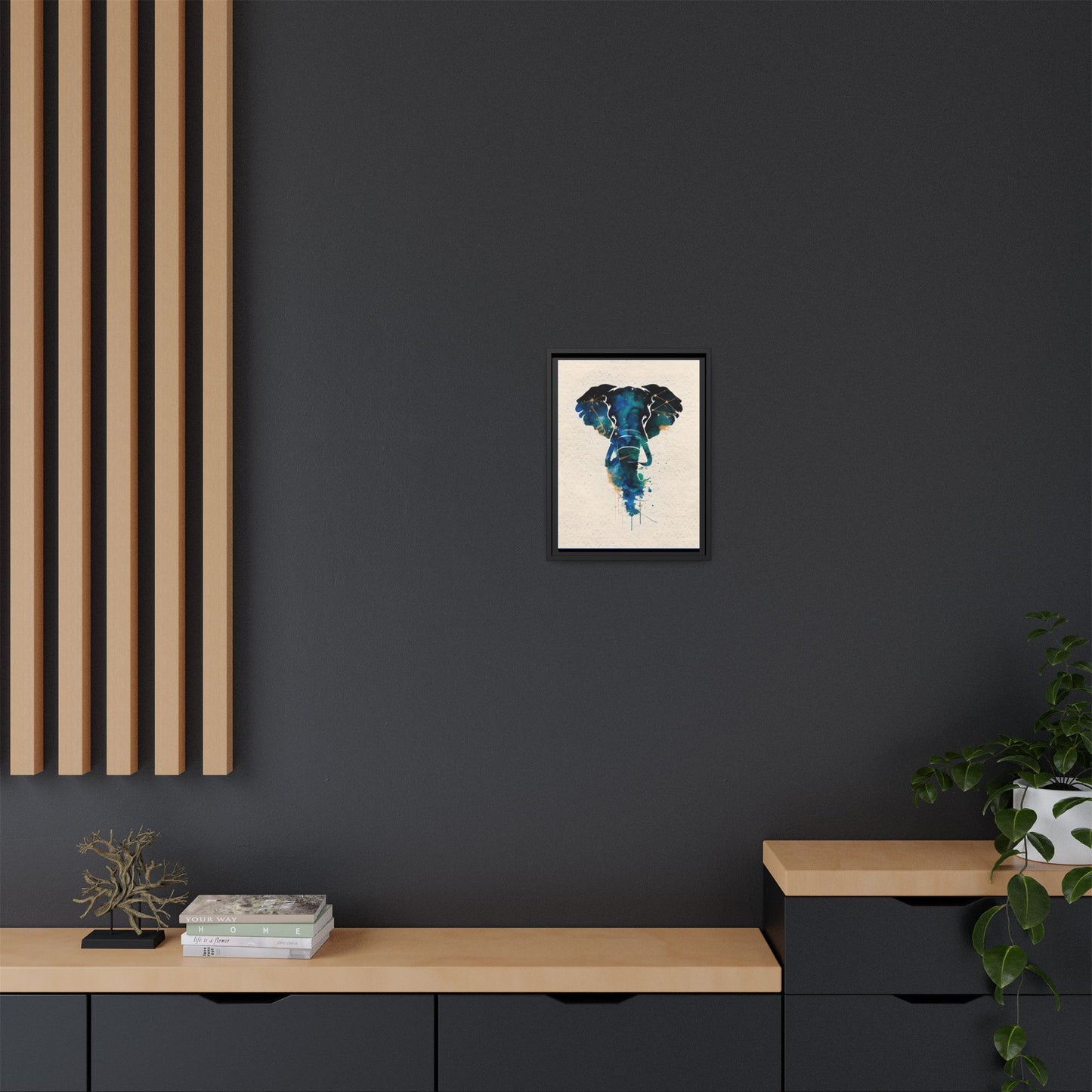 Bohemian Elephant Watercolour Art Print framed Canvas.