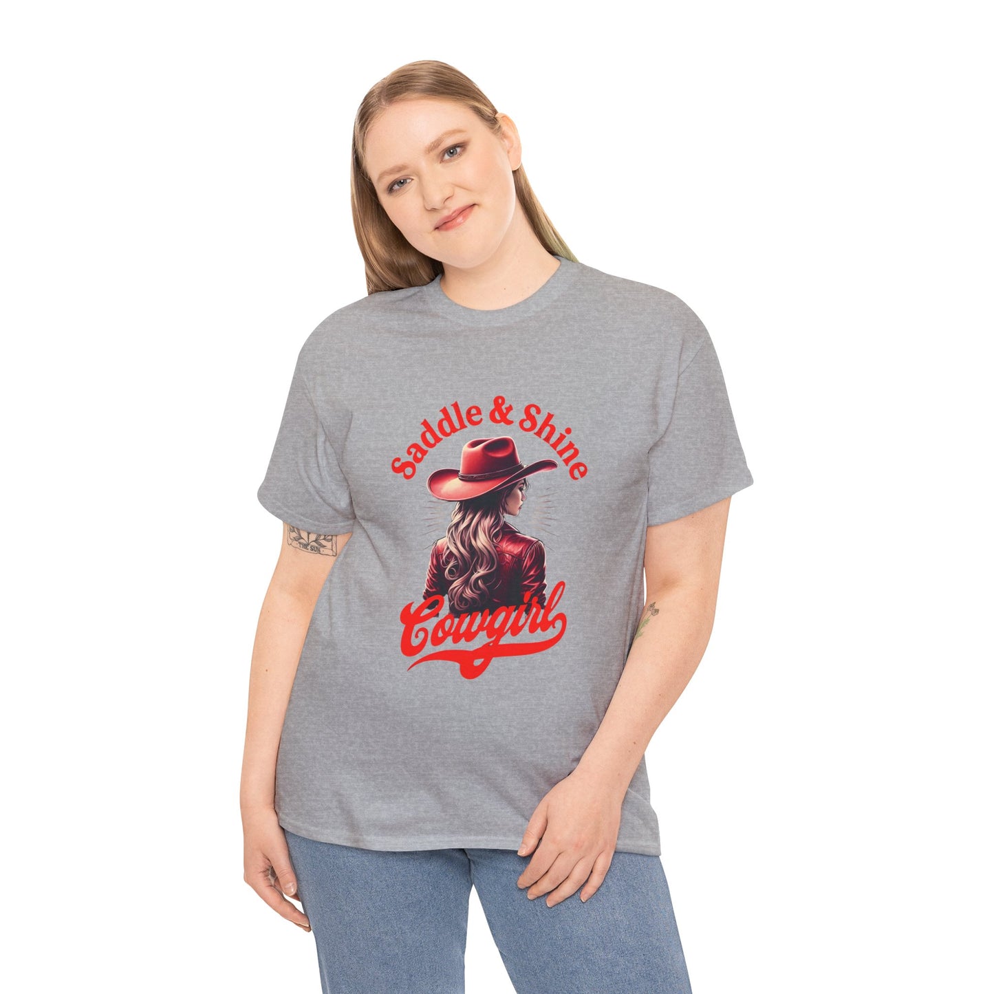 Saddle & Shine Cowgirl Unisex - Heavy Cotton Tee - Rustic Western Style T-Shirt