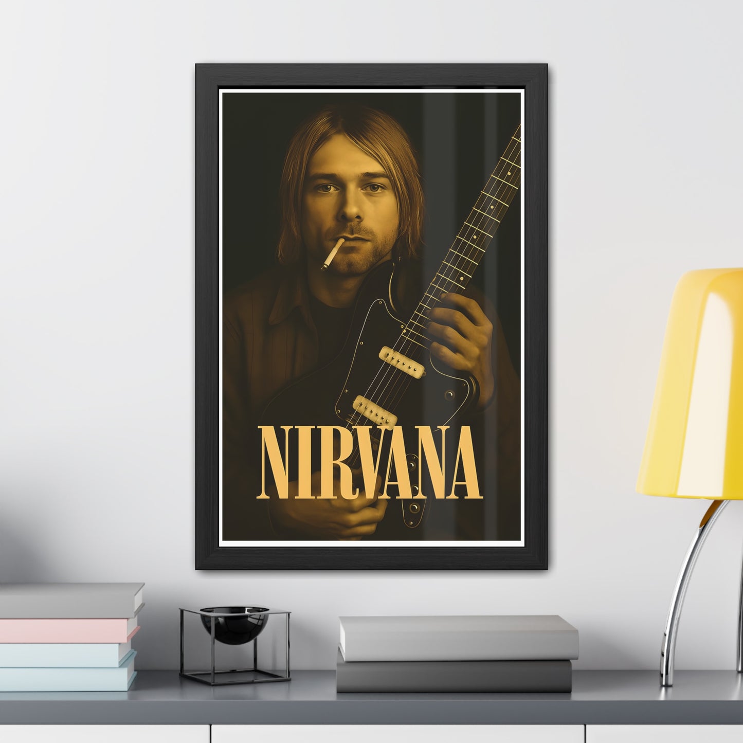Kurt Cobain Framed Poster, Nirvana Art Print