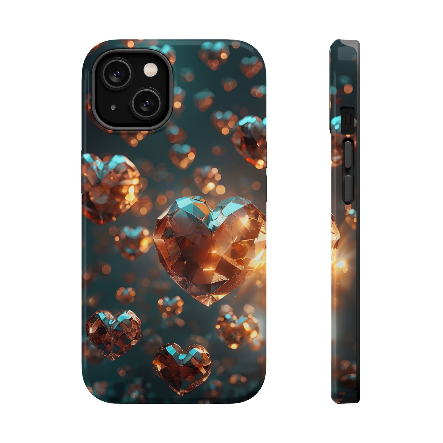 Heart-Shaped Magnetic Tough Phone Case - Unique Crystal Design
