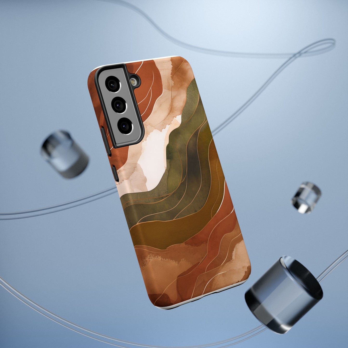Stylish Impact-Resistant Phone Case - Abstract Earthy Design