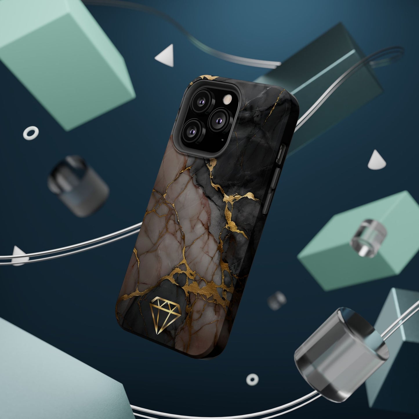 Elegant Marble Magnetic Tough Case with Gold Accents