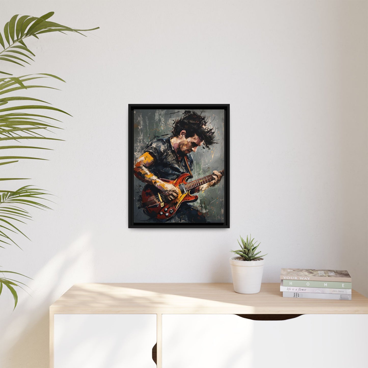 Musical Passion Framed Canvas - Colorful Guitar Art