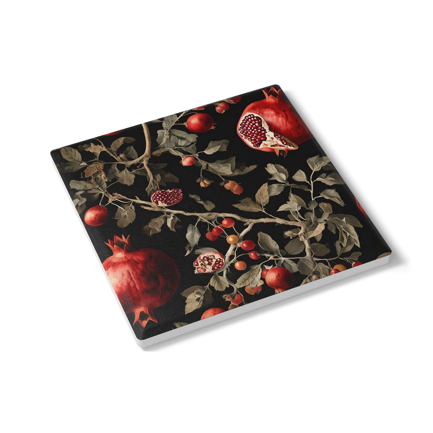 Elegant Pomegranate Ceramic Coaster Set