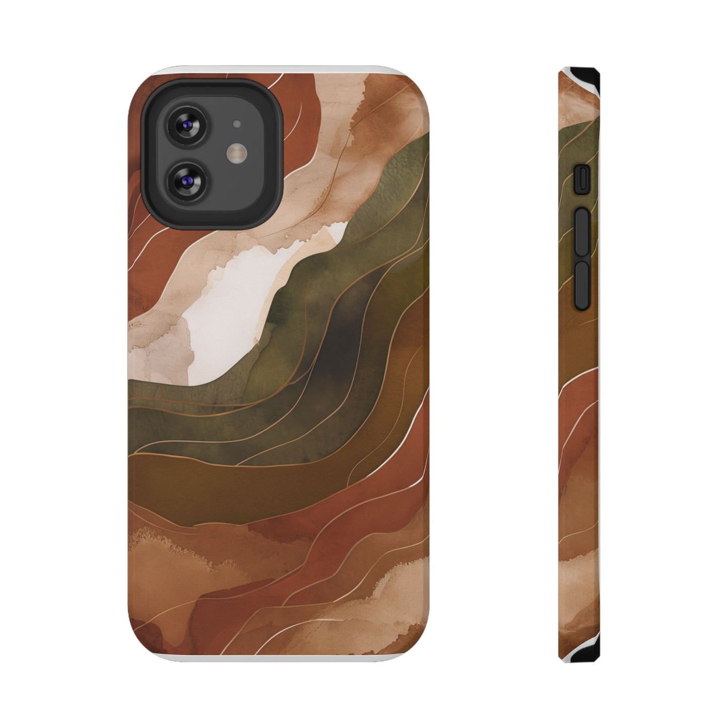 Stylish Impact-Resistant Phone Case - Abstract Earthy Design