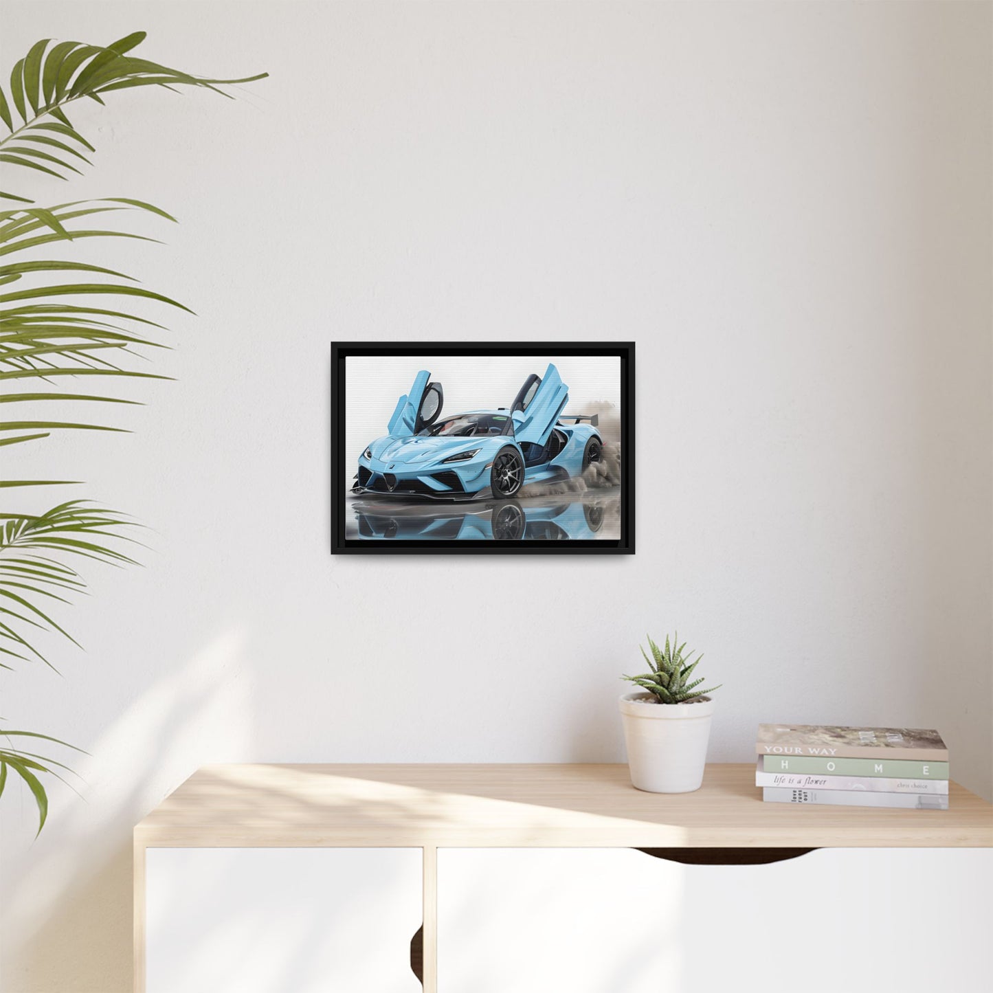 Light Blue Supercar Framed Automotive