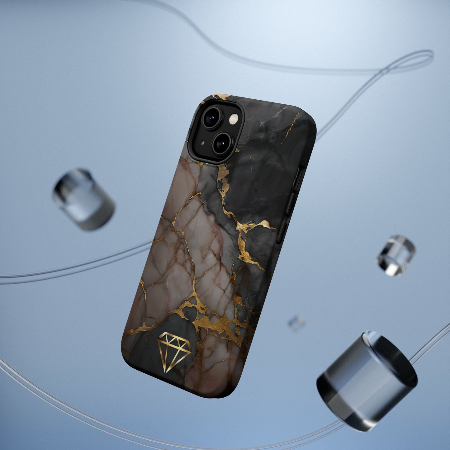 Elegant Marble Magnetic Tough Case with Gold Accents
