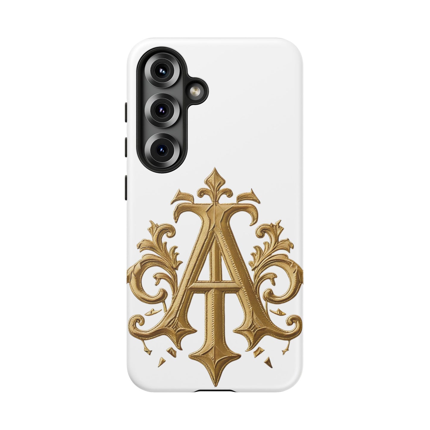 Elegant Phone Case with Floral Gold Monogram Design Print