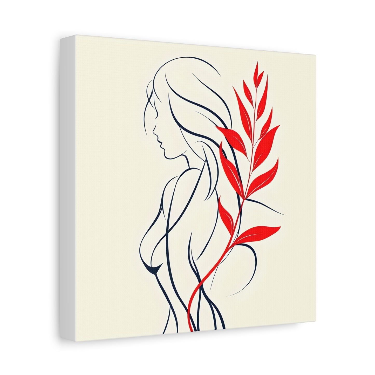 Abstract Art Canvas Print - Elegant Woman with Floral Design