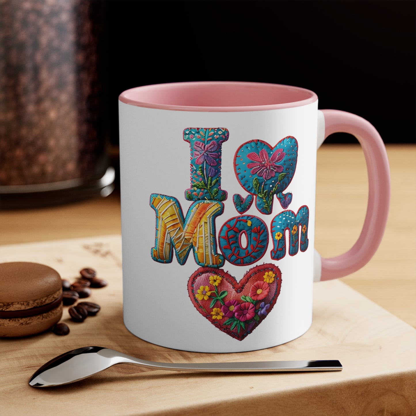 I Love Mom Accent Mug