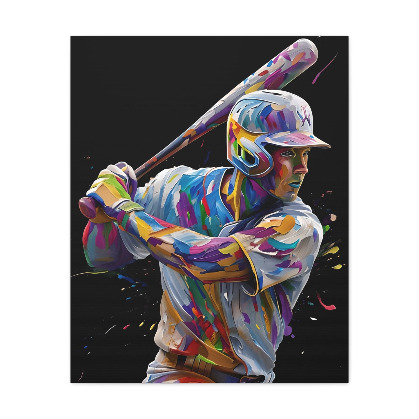 Baseball Player Art Print - Colorful Matte Canvas Wall Decor