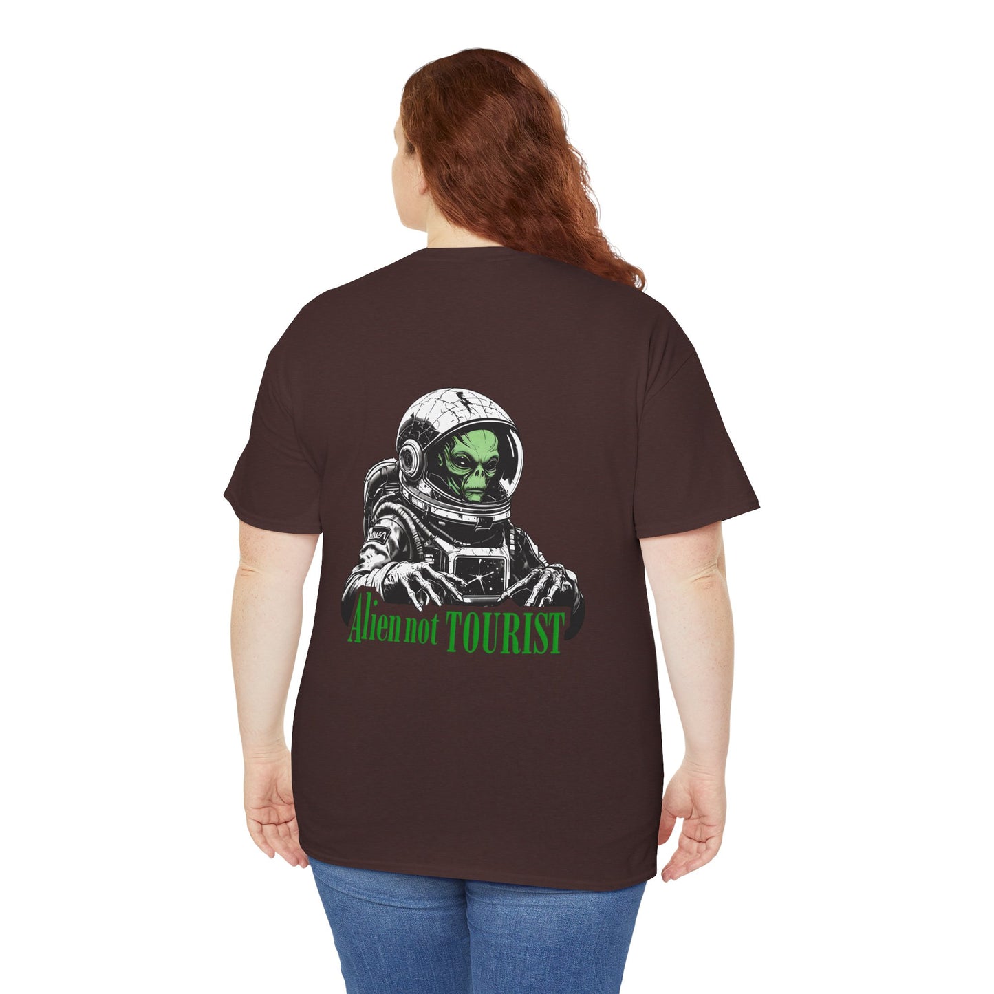 Alien Not Tourist Unisex Heavy Cotton Tee | Cool Astronaut Graphic T-Shirt