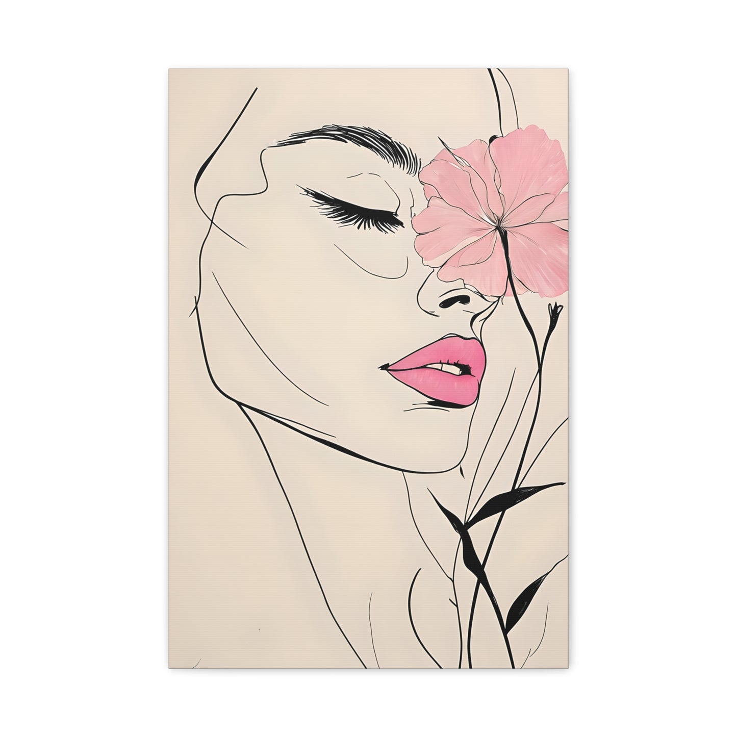 Artistic Stretched Canvas Wall Art - Feminine Floral Design
