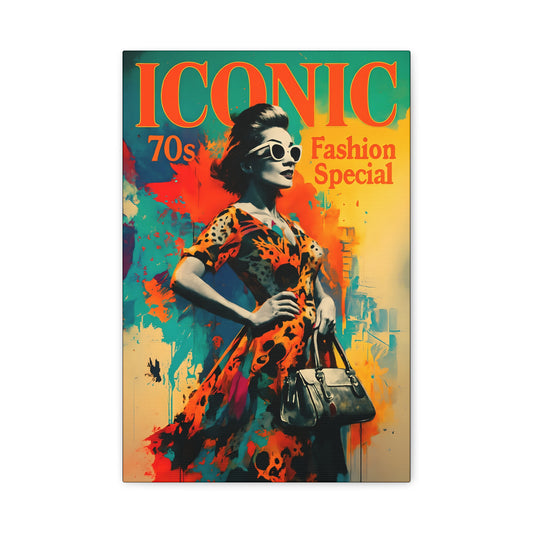 70s Fashion Wall Decor, Vintage Canvas Art