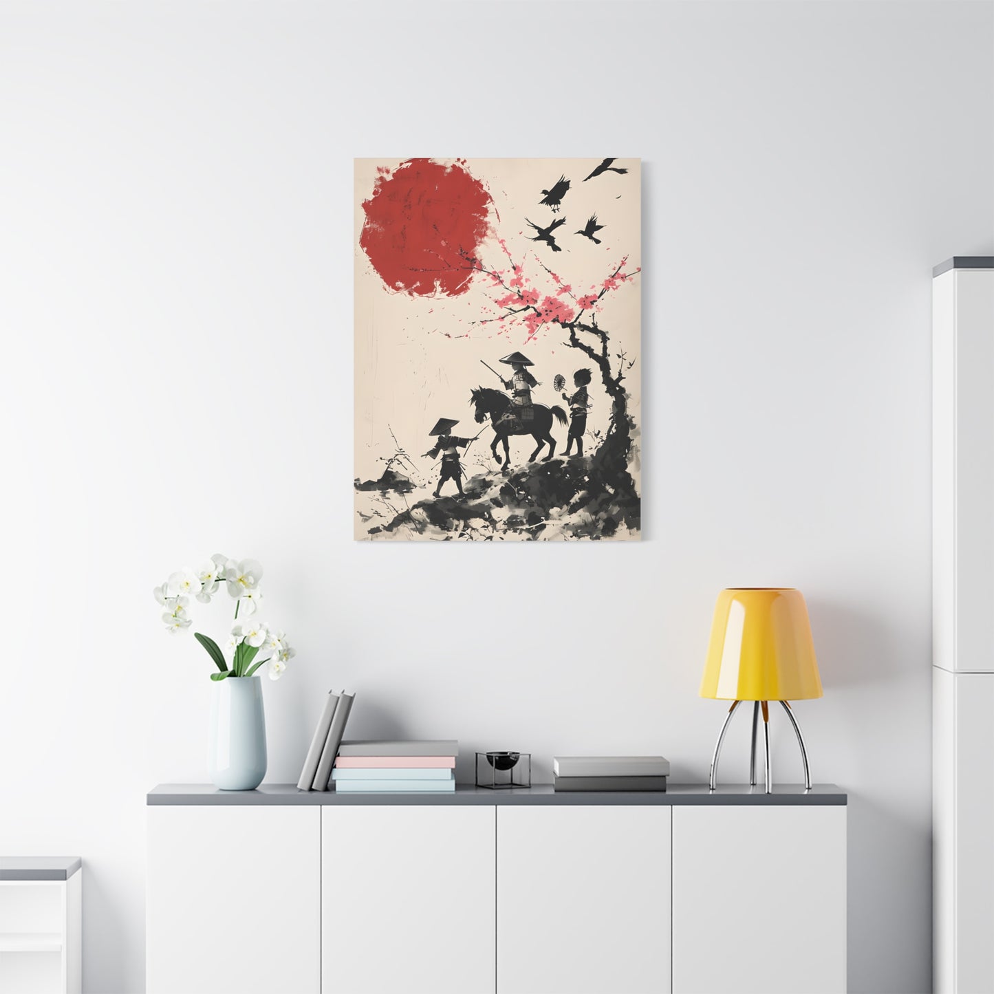 Children Playing Amid Cherry Blossom - Japanese Samurai Canvas Art Print
