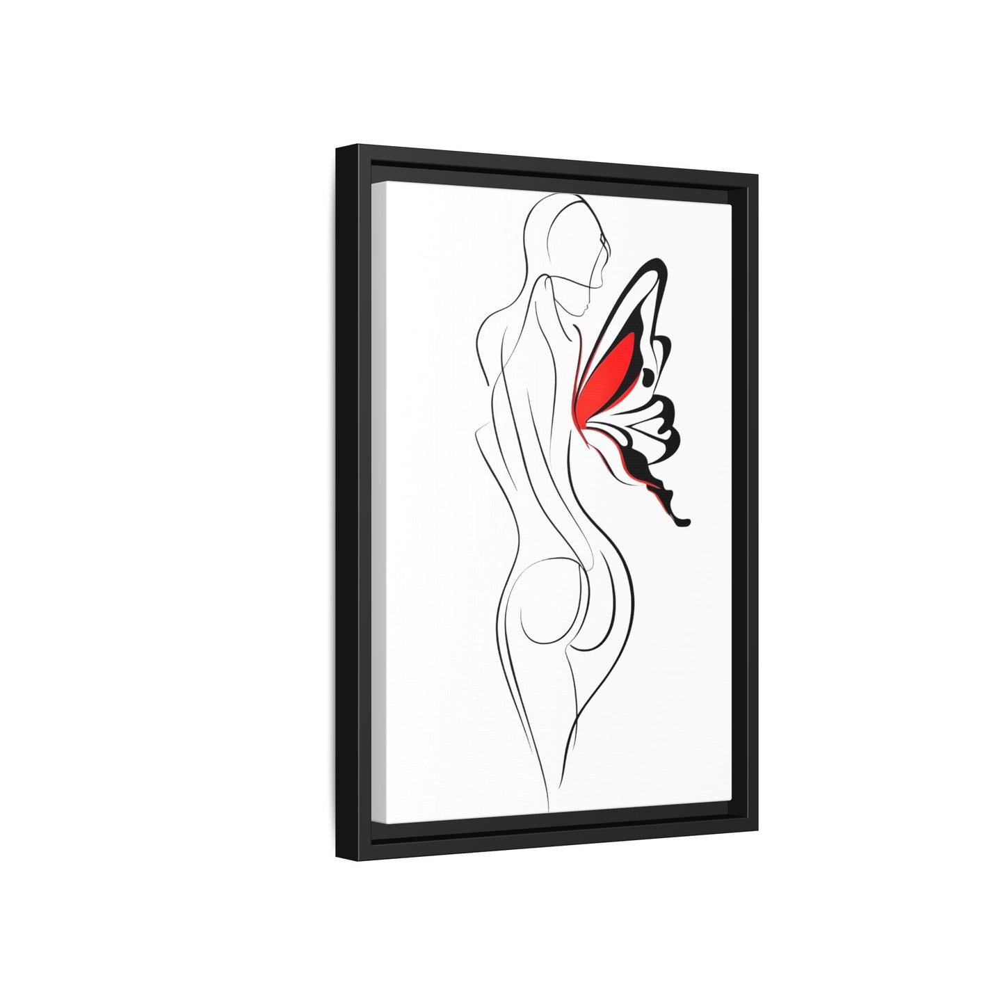 Elegant Minimalist Line Drawing of a Woman with a Butterfly Canvas Art