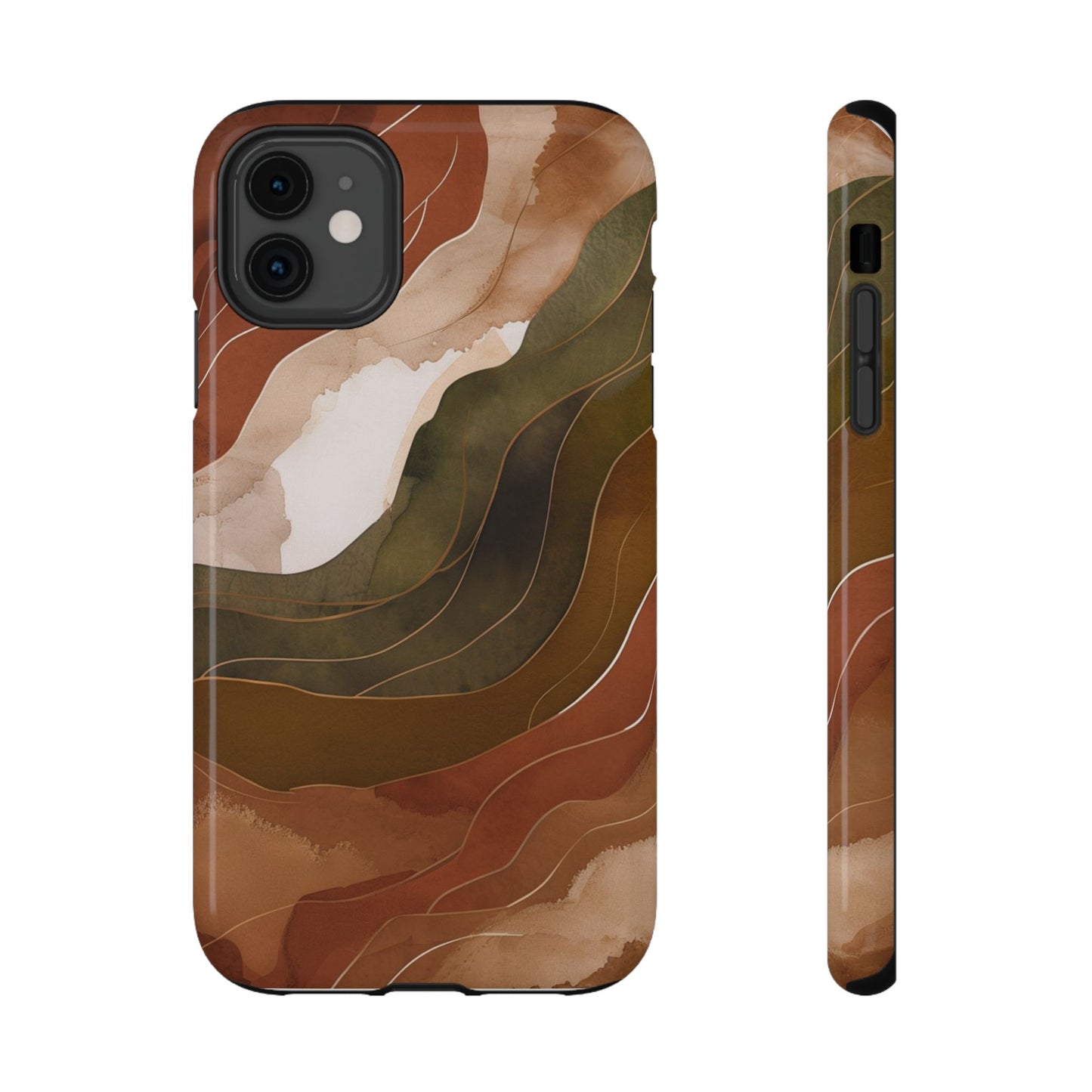 Stylish Impact-Resistant Phone Case - Abstract Earthy Design