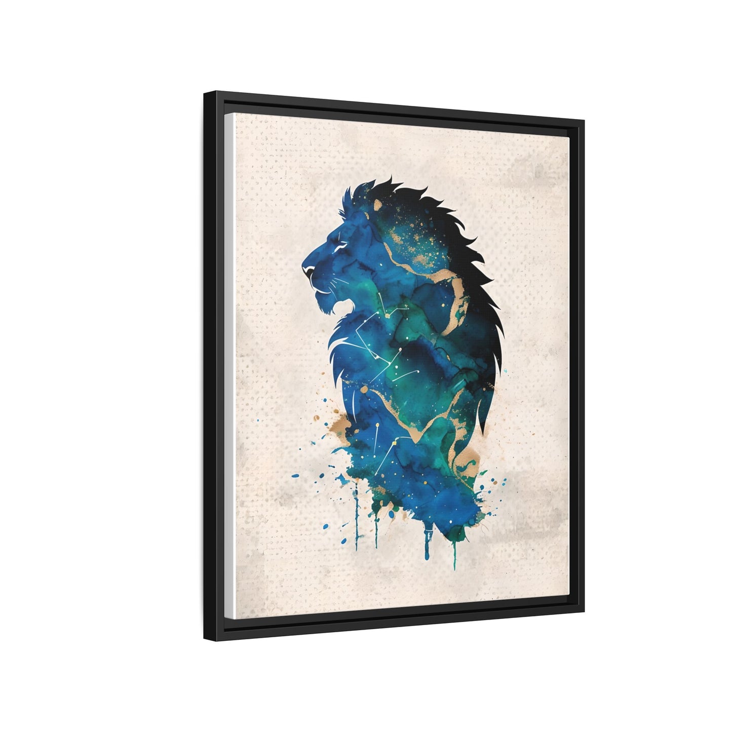 Majestic Lion Silhouette Watercolour in Framed Canvas Art