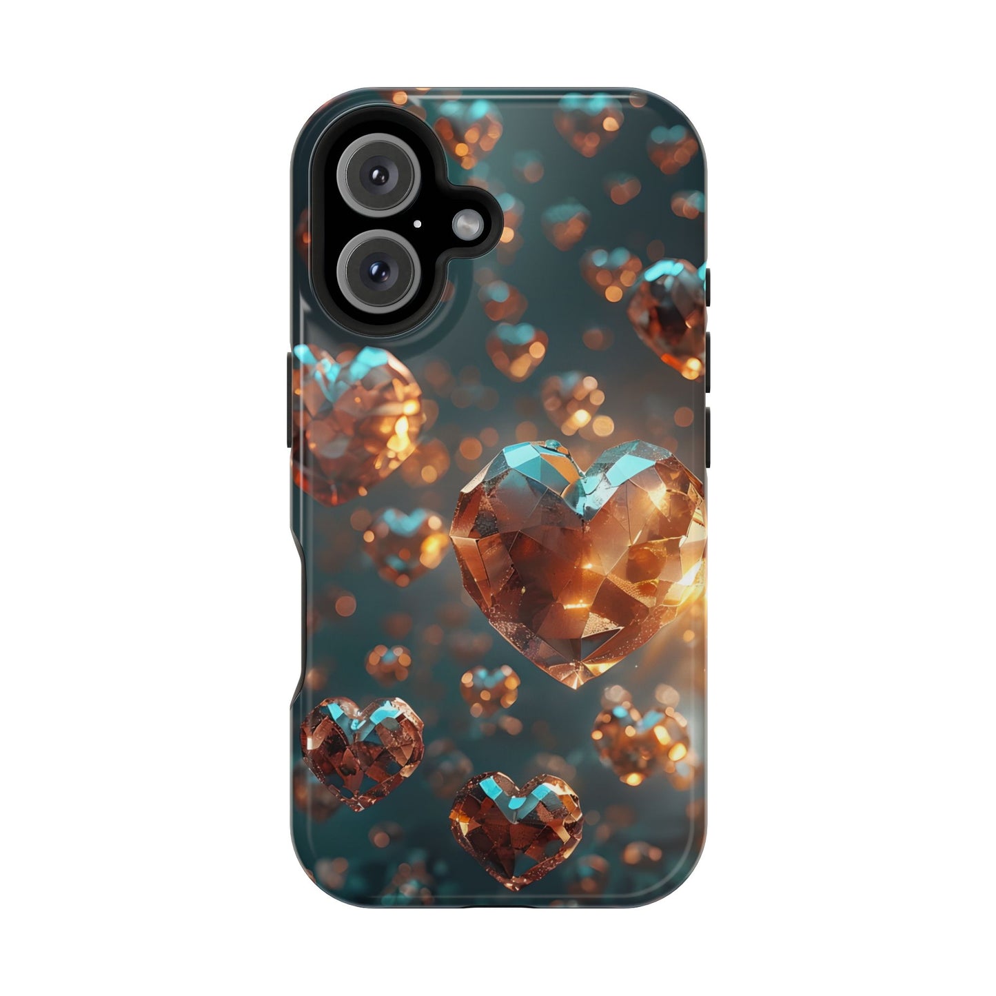Heart-Shaped Magnetic Tough Phone Case - Unique Crystal Design