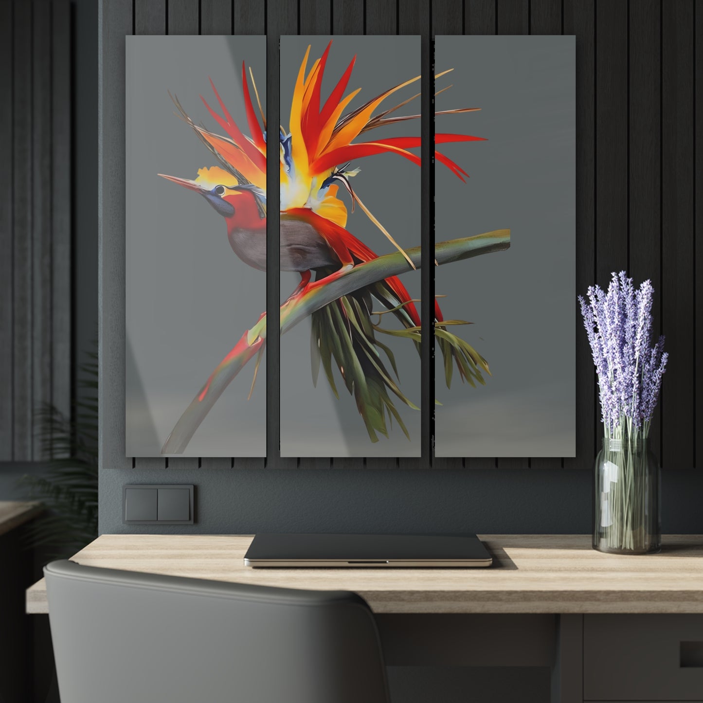 Vibrant Bird Acrylic Triptych Prints - Colorful Wall Art Decor