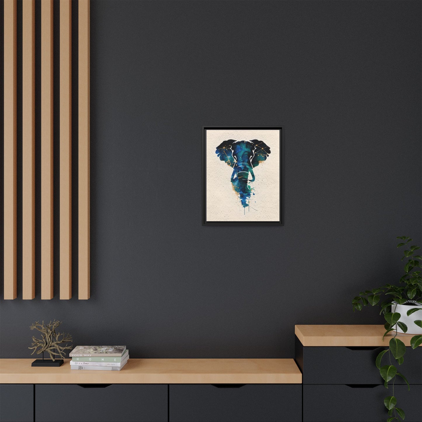 Bohemian Elephant Watercolour Art Print framed Canvas.