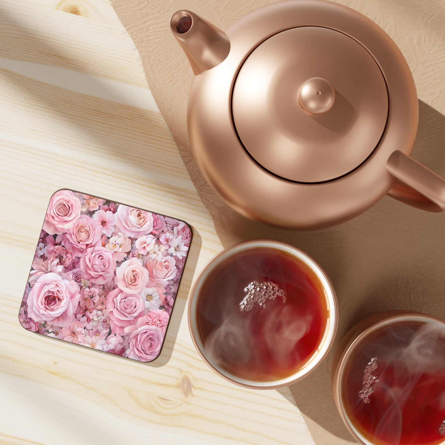 Floral Hardboard Coaster Set