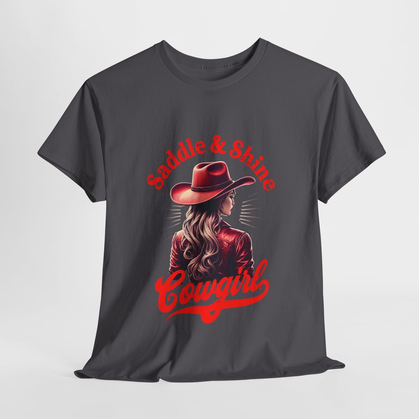 Saddle & Shine Cowgirl Unisex - Heavy Cotton Tee - Rustic Western Style T-Shirt
