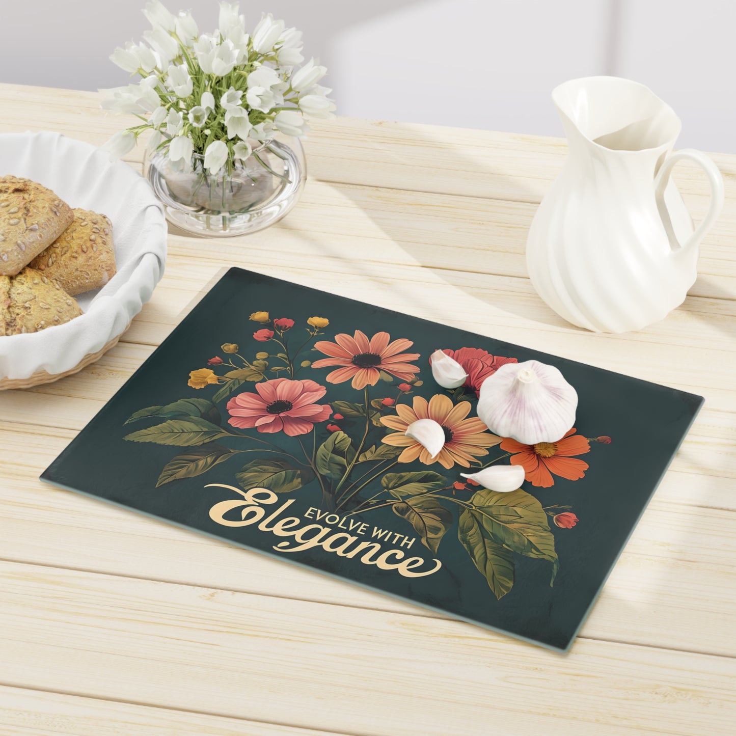 Floral Cutting Board - Evolve with Elegance Design for Home Chefs