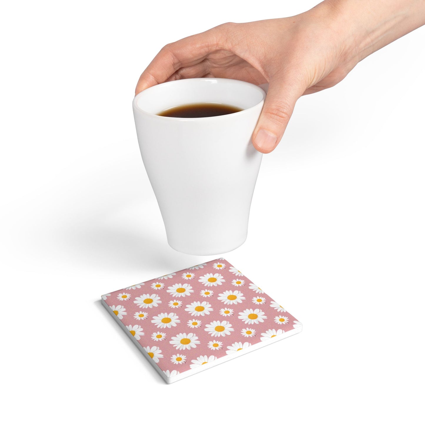 Floral Daisy Ceramic Coaster Set - Cute Home Decor for Nature Lovers