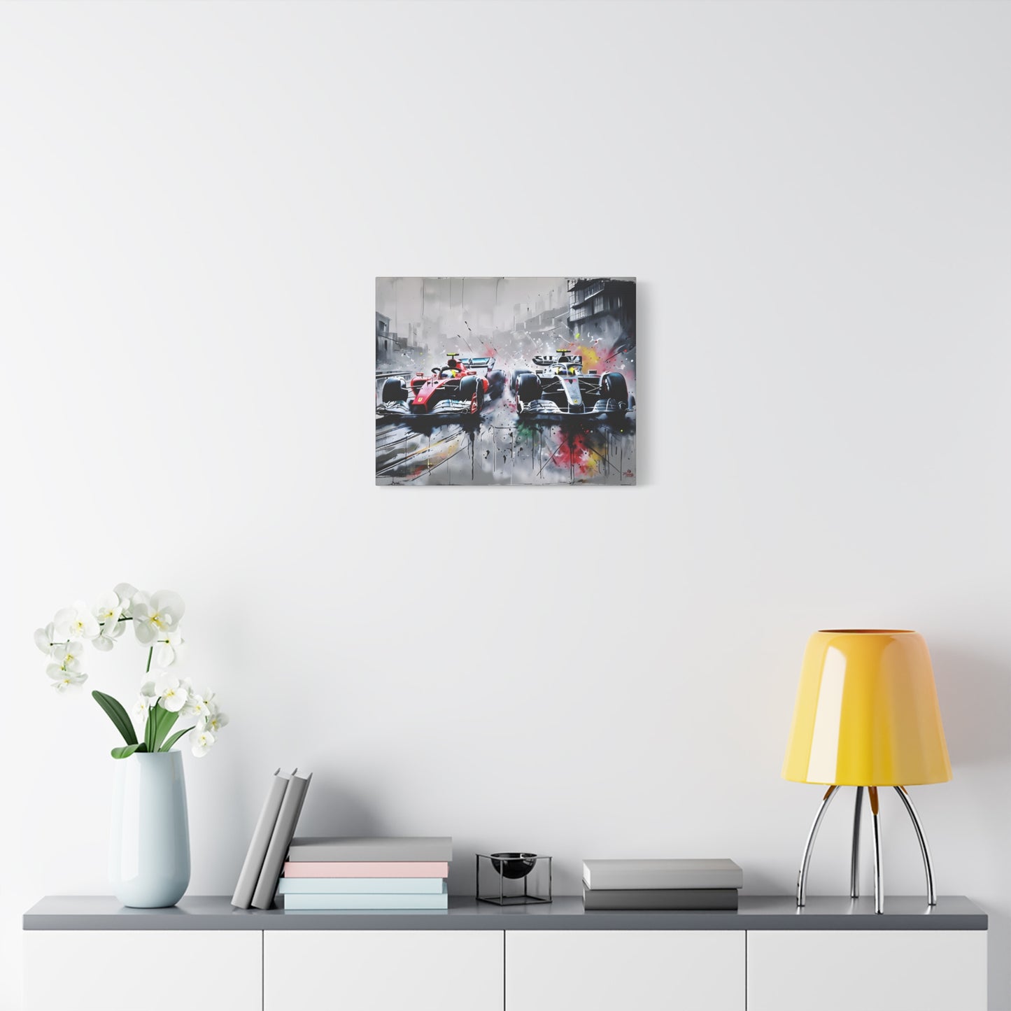 Canvas Print, Mercedes vs Ferrari Racing Head to Head Artwork, Wall Decor, Home Decor, Gift for Car Enthusiasts, Motorsport Fan, Racing