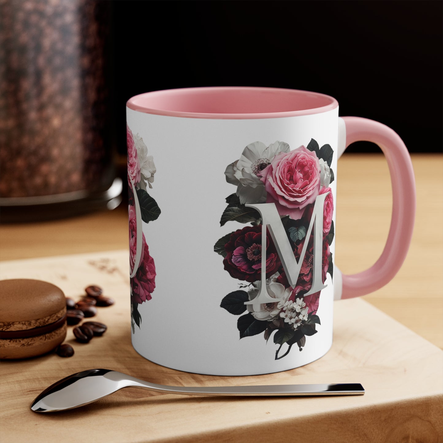 Personalized Floral Initial Accent Mug