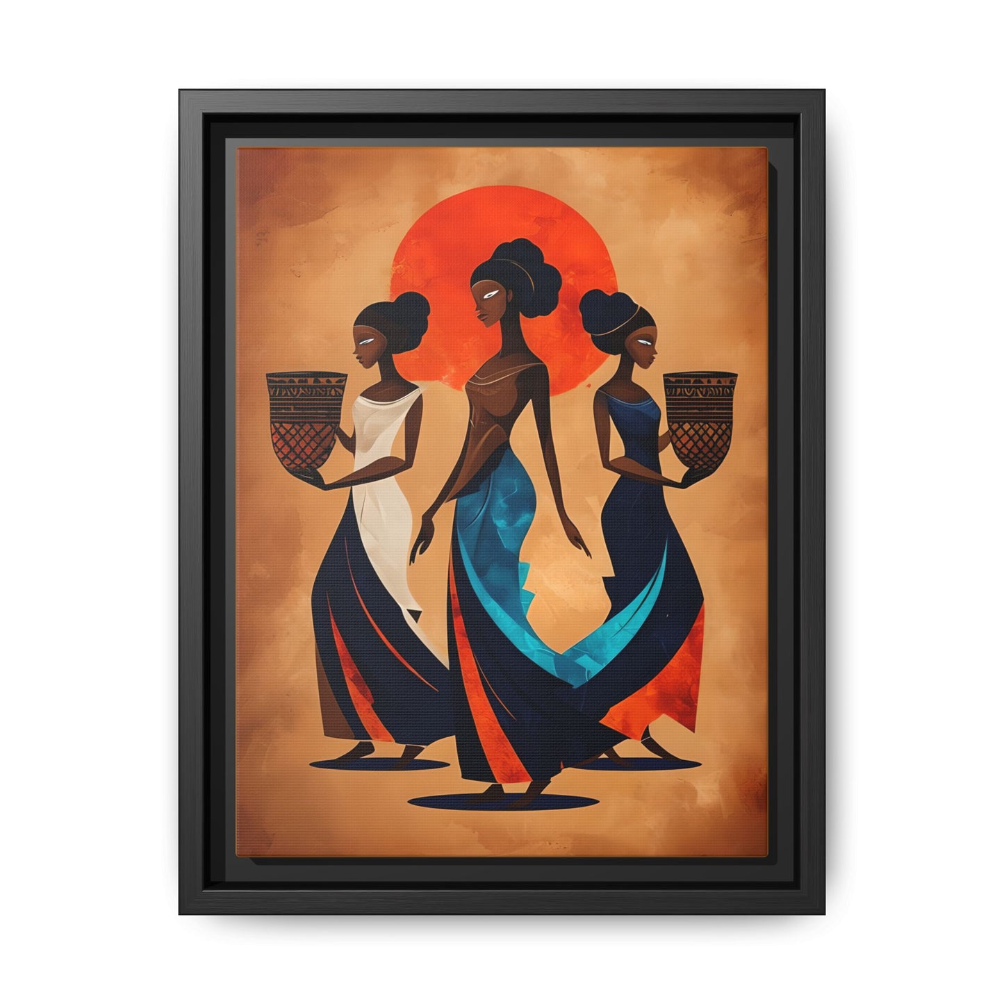African Cultural Women Framed Matte Canvas Art - Vibrant Wall Decor for Celebrations