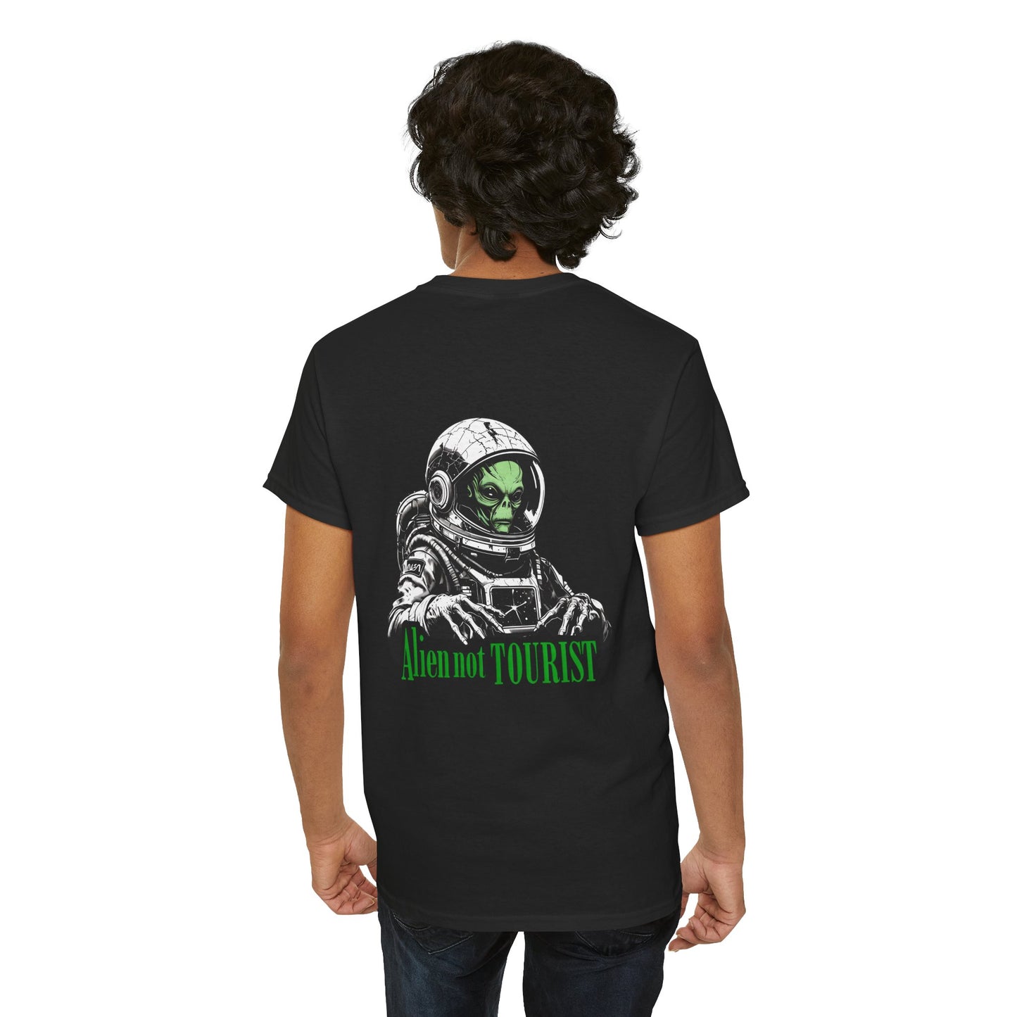 Alien Not Tourist Unisex Heavy Cotton Tee | Cool Astronaut Graphic T-Shirt