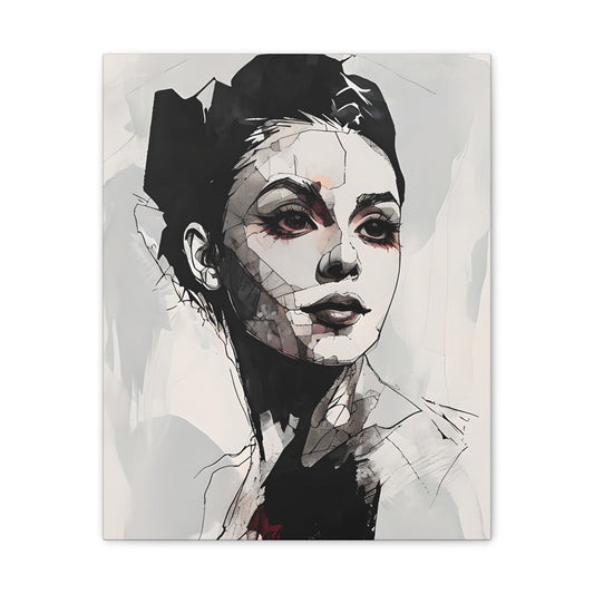 A Minimalist Artistic Black Lined Portrait of a Woman