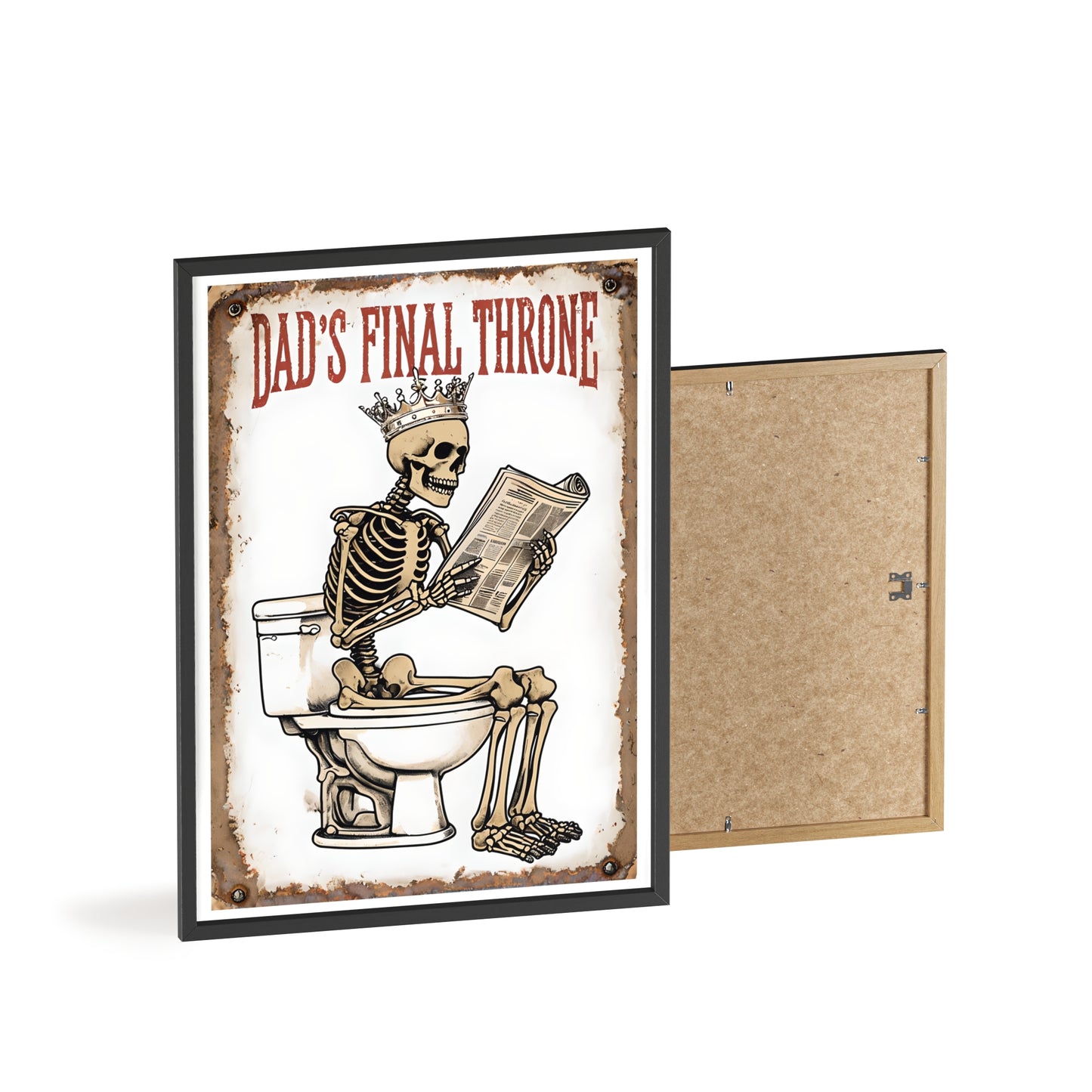 Humorous Skeleton Poster with Wooden Frame