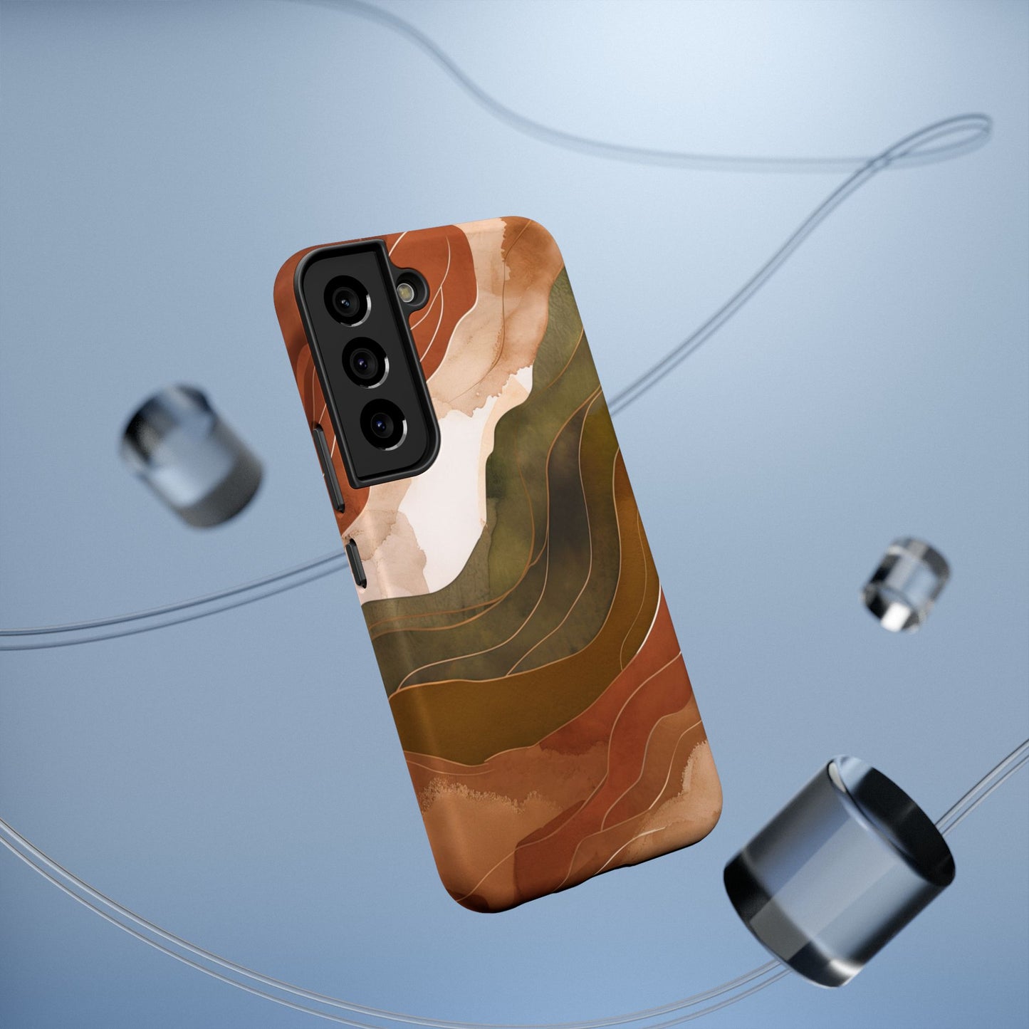 Stylish Impact-Resistant Phone Case - Abstract Earthy Design