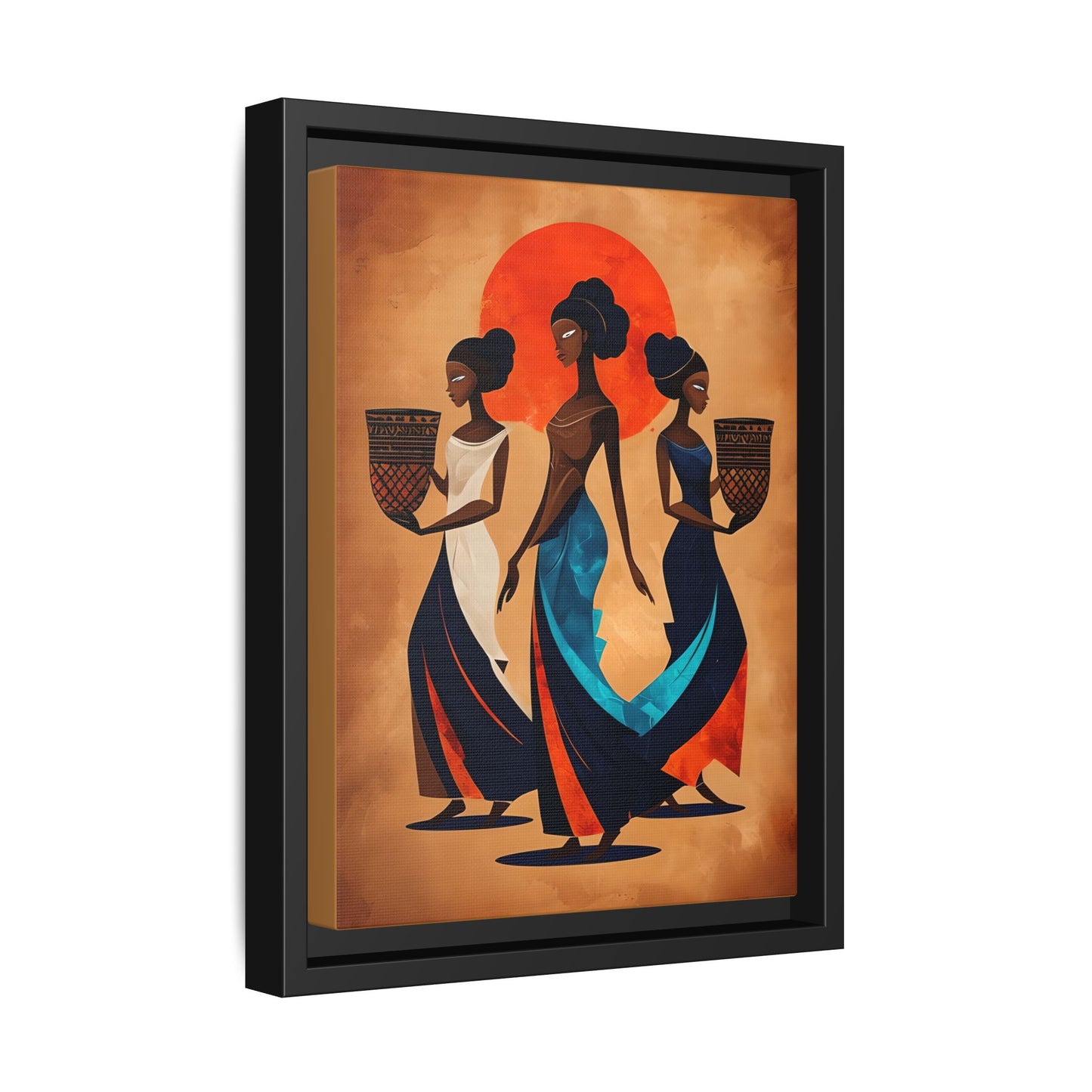 African Cultural Women Framed Matte Canvas Art - Vibrant Wall Decor for Celebrations