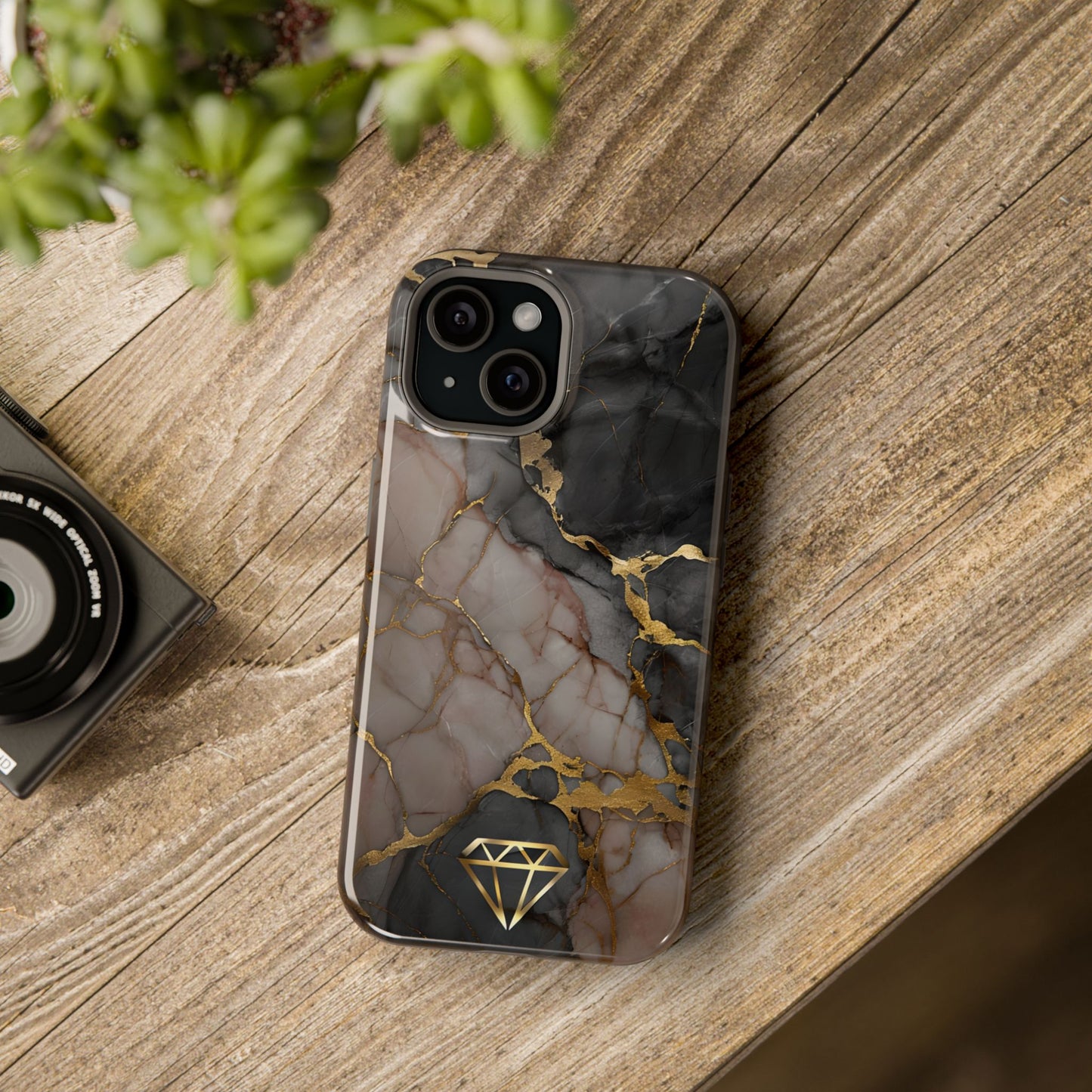 Elegant Marble Magnetic Tough Case with Gold Accents