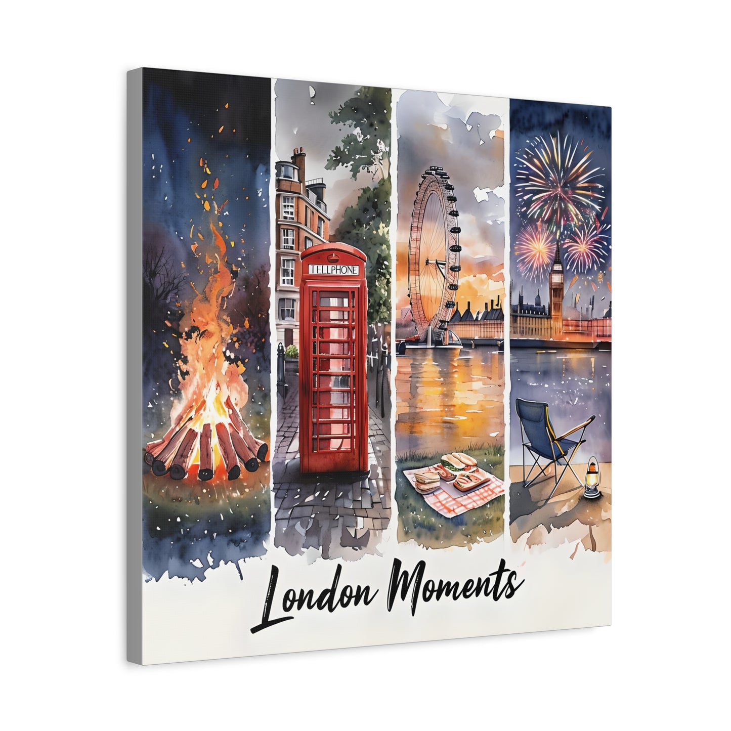 Scenic Matte Canvas Art - London Fireworks & Landmarks