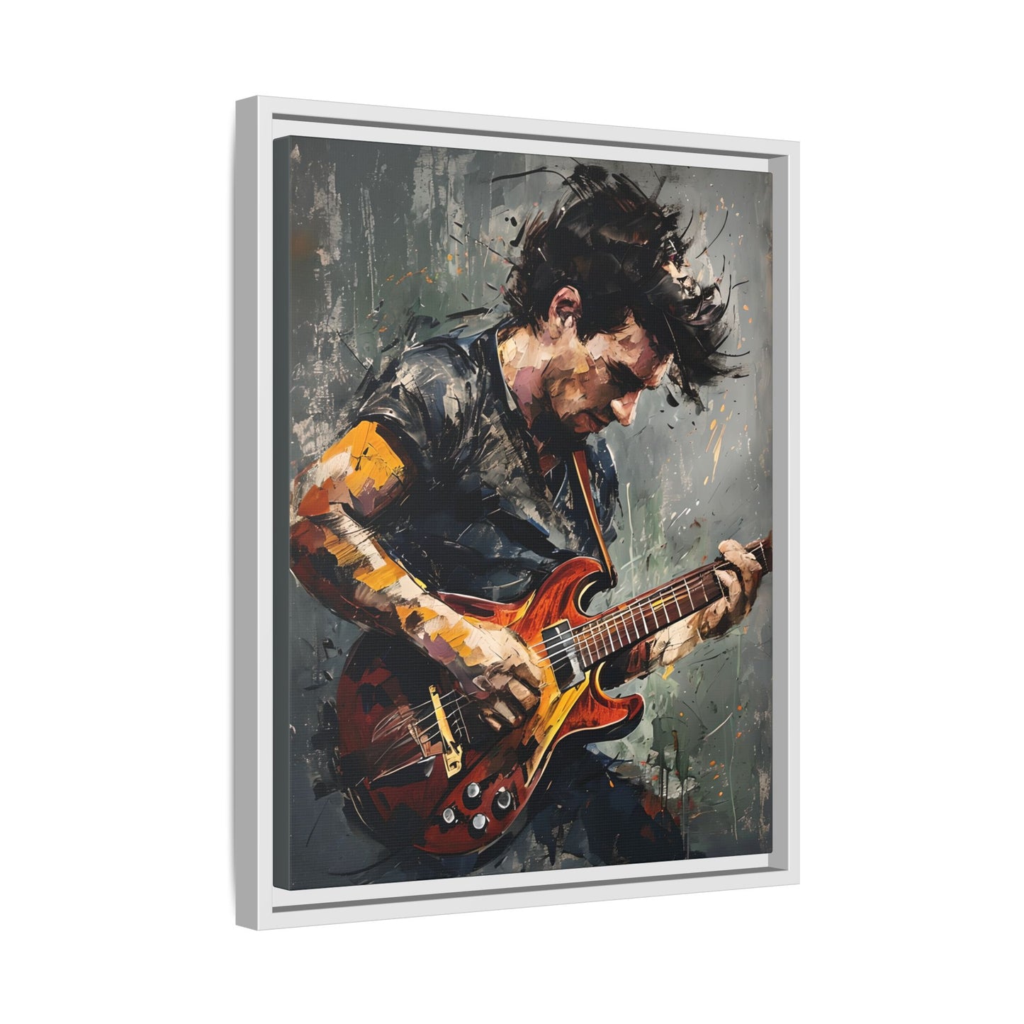 Musical Passion Framed Canvas - Colorful Guitar Art