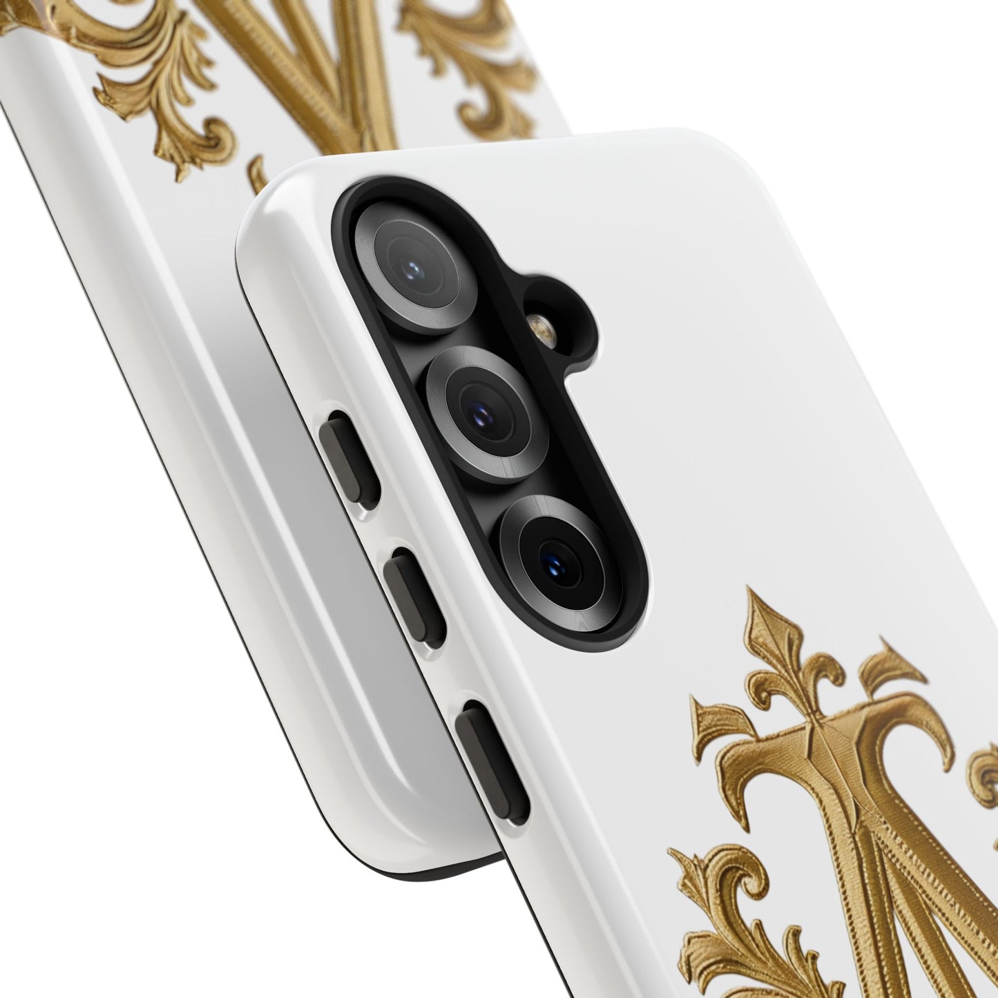 Elegant Phone Case with Floral Gold Monogram Design Print