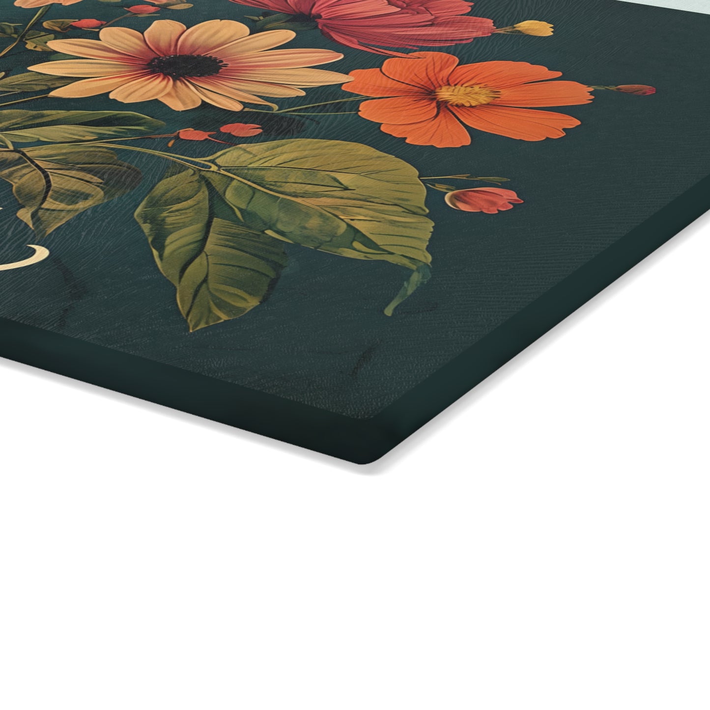 Elegant Floral Glass Cutting Board