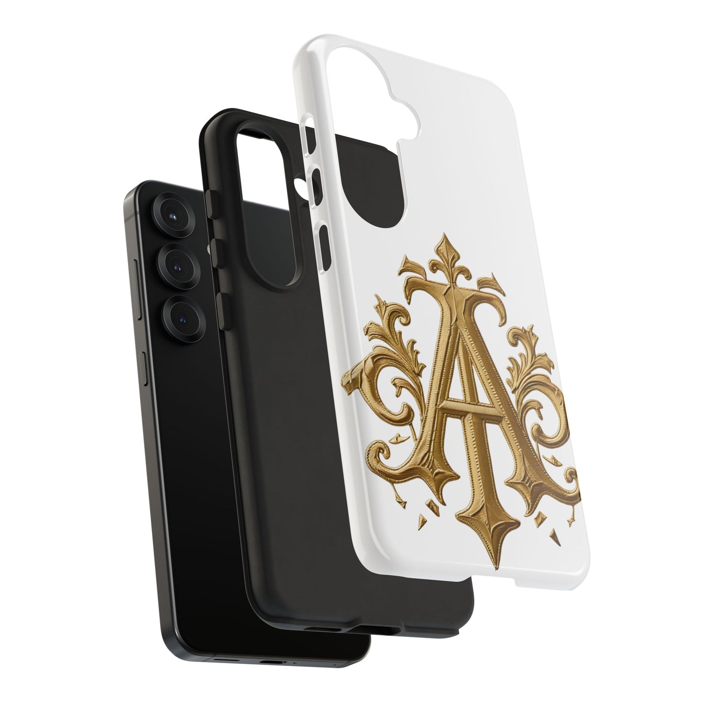 Elegant Phone Case with Floral Gold Monogram Design Print