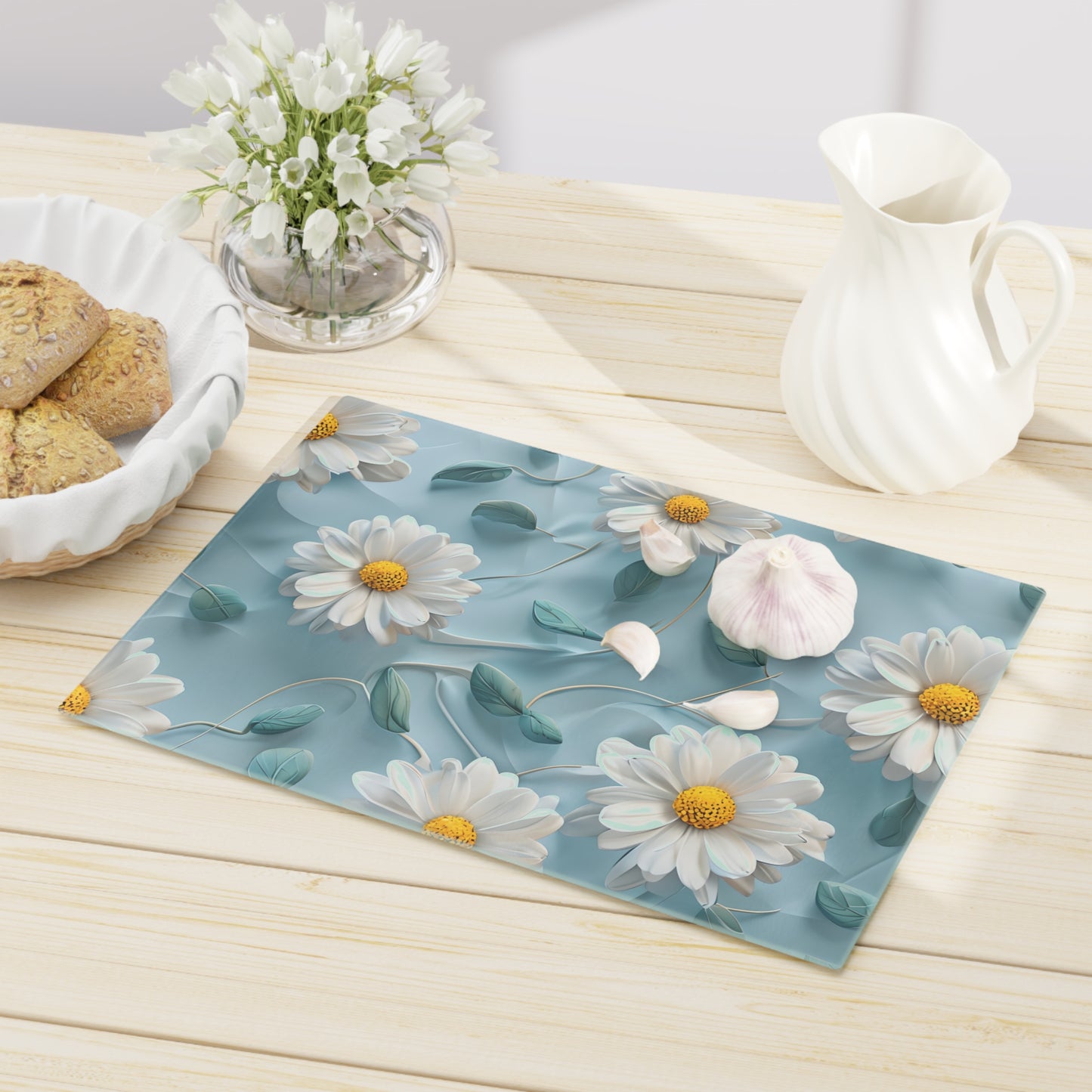 Floral Kitchen Cutting Board - Elegant Daisy Design
