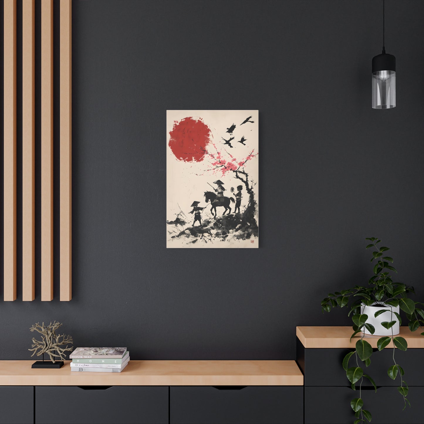 Children Playing Amid Cherry Blossom - Japanese Samurai Canvas Art Print