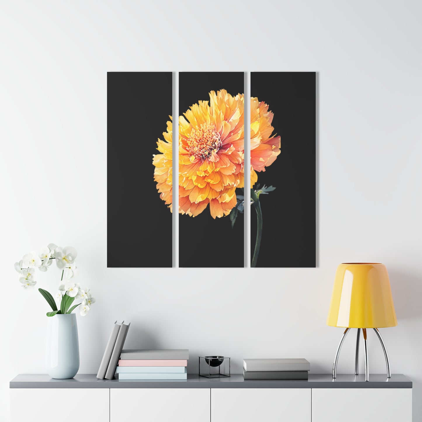 Floral Acrylic Triptych Wall Art - Bright Blossom Decor