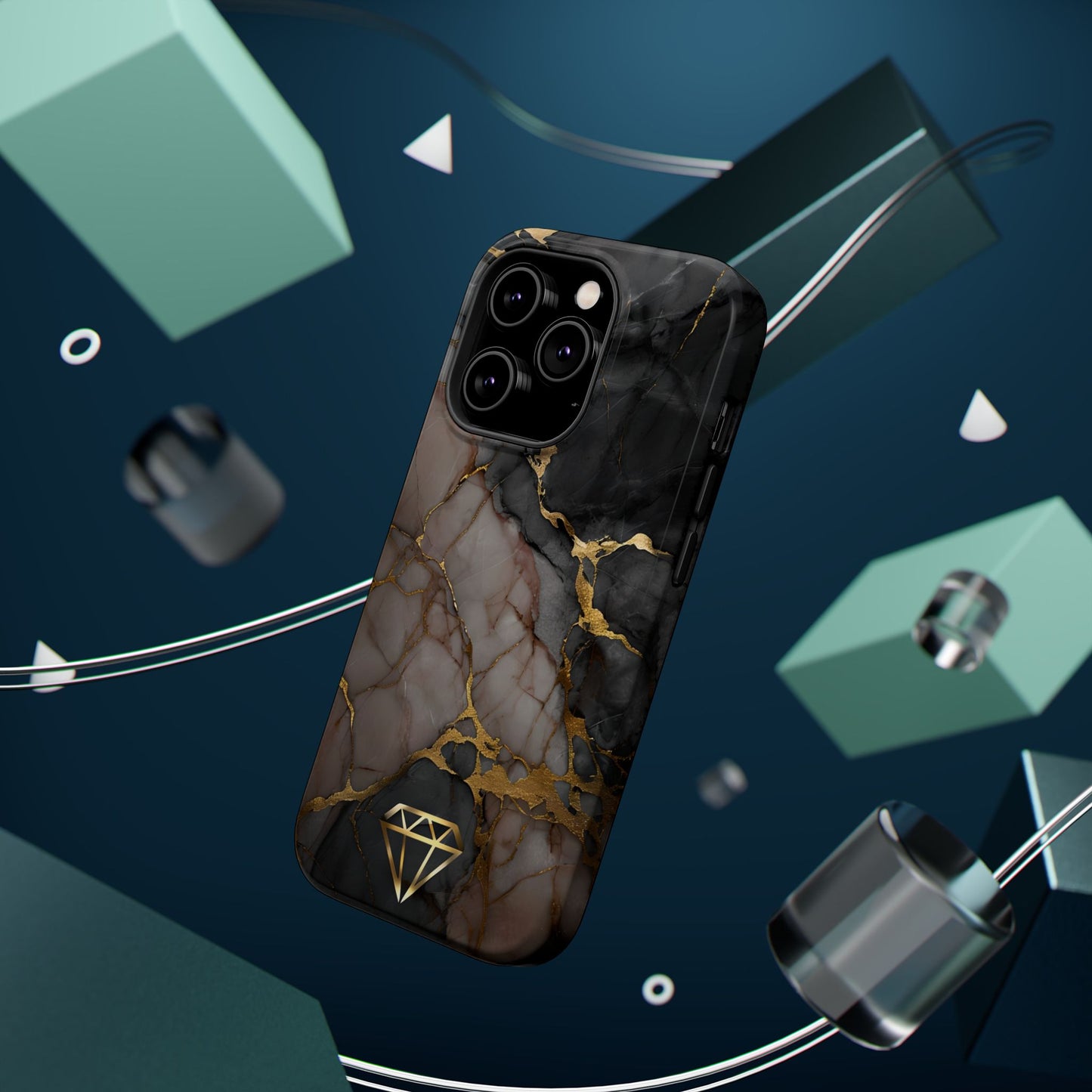 Elegant Marble Magnetic Tough Case with Gold Accents