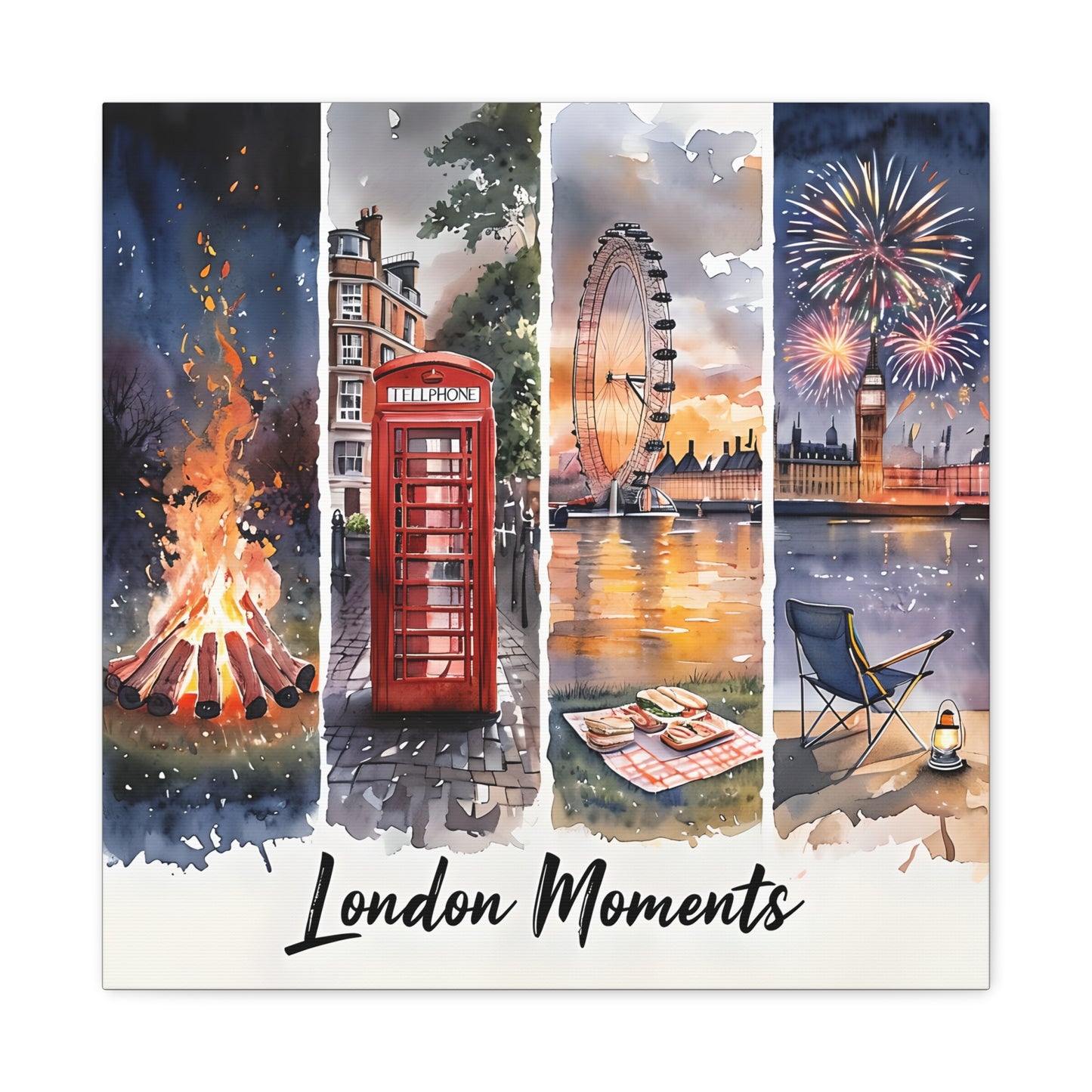 Scenic Matte Canvas Art - London Fireworks & Landmarks