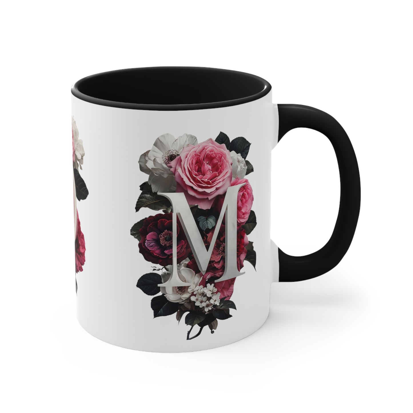Personalized Floral Initial Accent Mug